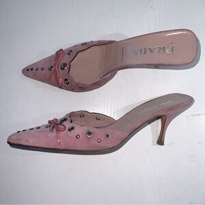 Prada Pink Suede Kitten Heels
